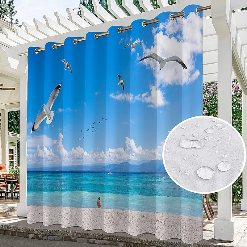 Waterproof Indoor Outdoor Curtains Sunflowers for Wedding Patio Thick Privacy Grommet Curtains for Wedding Bedroom, Living Room, Porch, Pergola, Cabana4