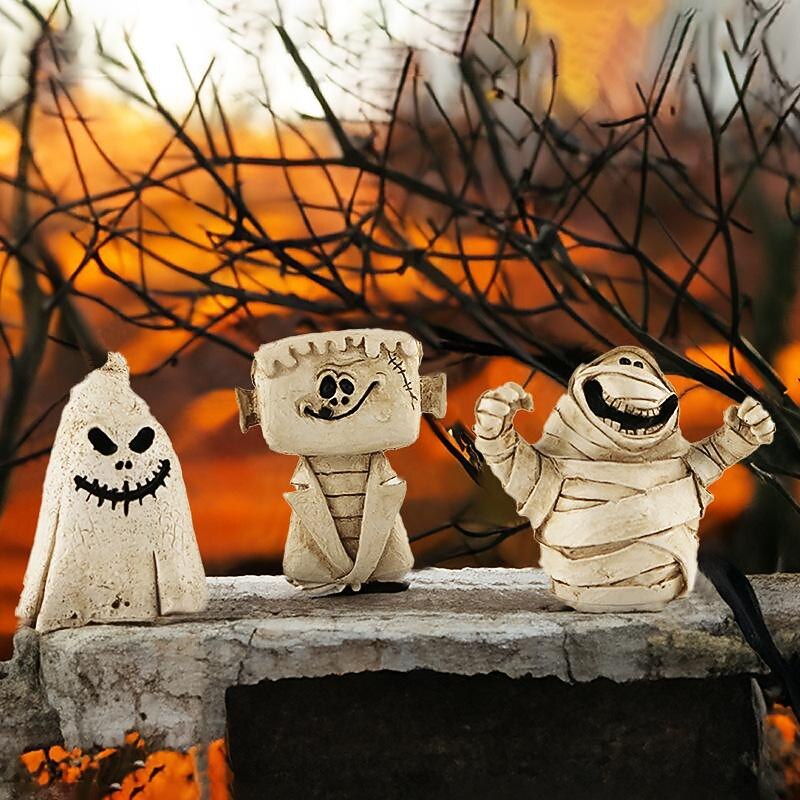 Halloween Ghost Pumpkin Ornament Micro Landscape Ornament Desktop Resin Small Ornament
