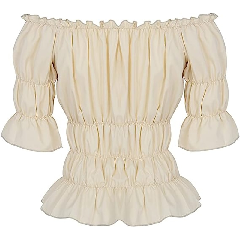 Pirate Lady Elegant Victorian Medieval Renaissance Summer Blouse / Shirt Tank Top Women's Girls' Off Shoulder Costume Vintage Cosplay Party / Evening Dailywear Carnival Half Sleeve Top Carnival3