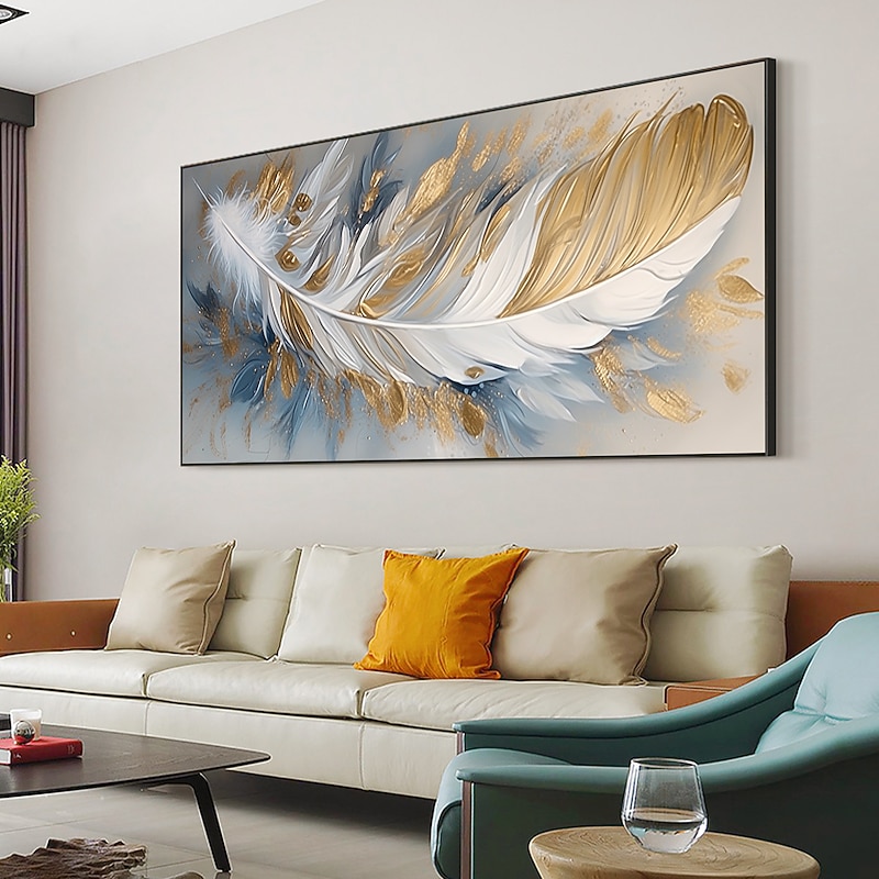 Handmade Oil Painting Canvas Wall Art Decor Original Feather Painting for Home Decor With Stretched Frame/Without Inner Frame Painting 16