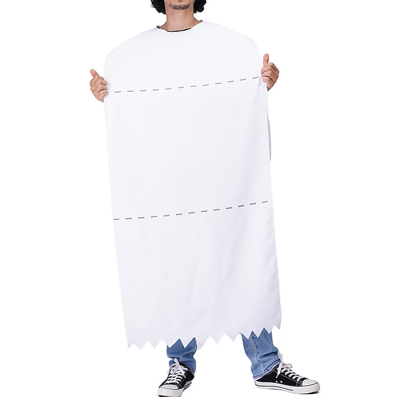 Couples Giant Toilet Paper Roll Halloween Group Couples Costumes Men's Women's Movie Cosplay Cosplay Costumes White Leotard / Onesie Halloween Carnival Masquerade4