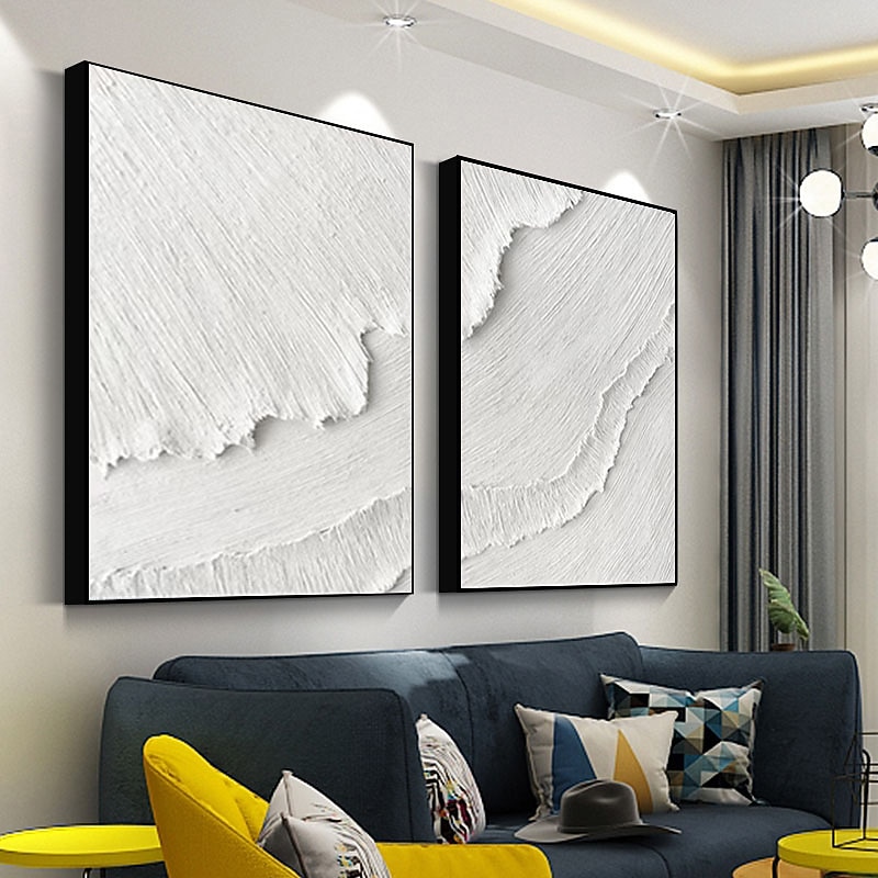 Modern Wall Painting Art Heavy Textured Thick 3D Abstract White Acrylic Painting Canvas Picture Art Hand Painted Wall Artwork4