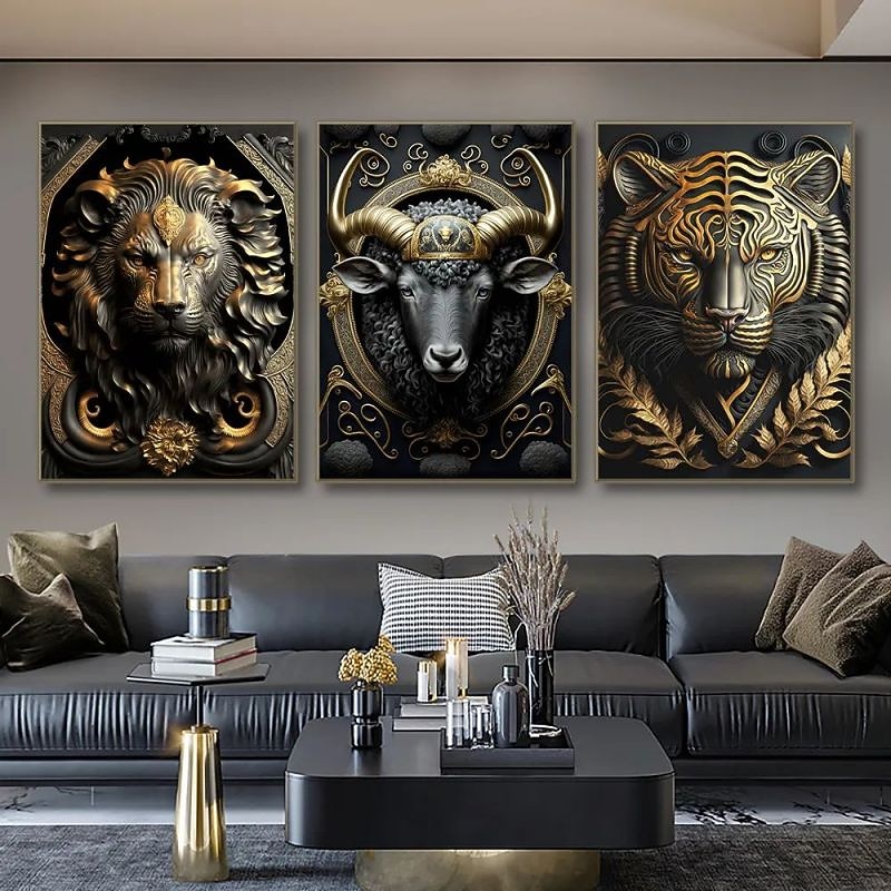 Animal Wall Art Canvas Prints and Posters Abstract Portrait Pictures Decorative Fabric Painting For Living Room Pictures No Frame