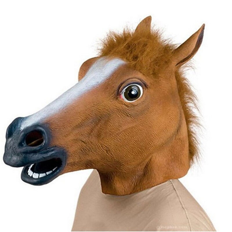 Cosplay Funny Animal Latex Head Cover Horse Head Mask Tiktok Funny Horse Head Cover Performance Props for Halloween3