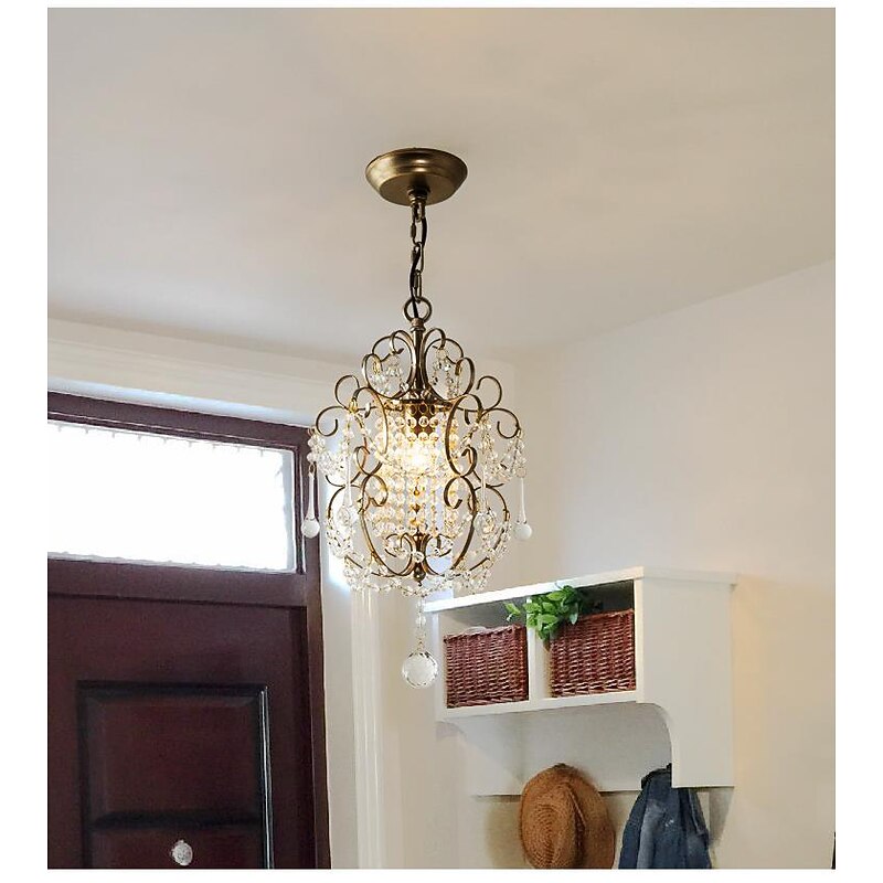 LED Chandeliers, Pendant Lights Loft Rustic Single Head Iron LED Crystal Chandelier Metal Bedroom Auditorium Hanging Lamp Ceiling Fitting Lights Lighting Rustic Elegant Farmhouse Comp 110-240V3