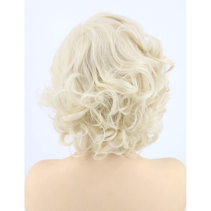 Women Wigs Platinum Blonde Short Curly Carnival Costume Cosplay Wig Halloween Wigs2