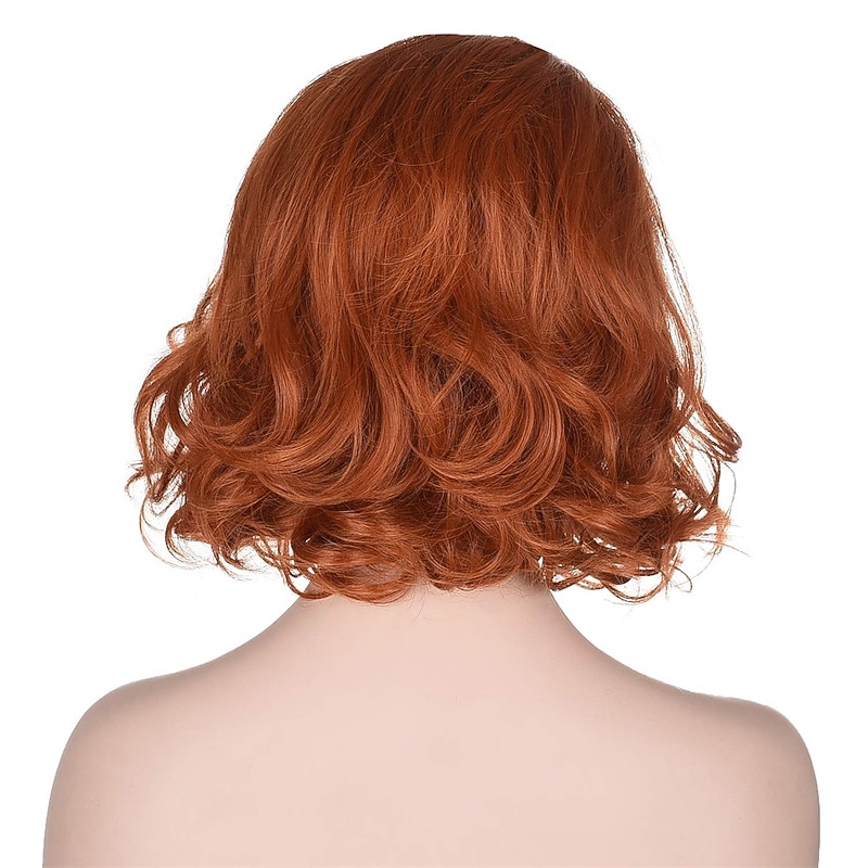 Women 13 Short Wavy Ginger Orange Wig for Cosplay Costume Carnival Party4