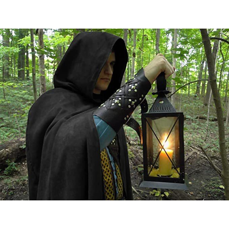 Retro Vintage Medieval Renaissance Cloak Masquerade Viking Ranger Elven Archery Fancy Dress Men's Women's Unisex Celtic Viking Fantasy Masquerade Party / Evening Adults' Cloak3