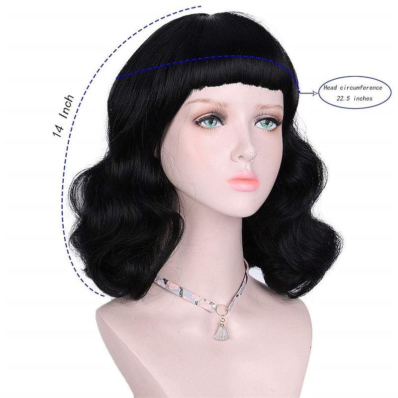 Hair 50s Wig Rockabilly Vintage Wig Wavy Black Wig  Wig For Woman For Cosplay & Daily Use Halloween Wigs4
