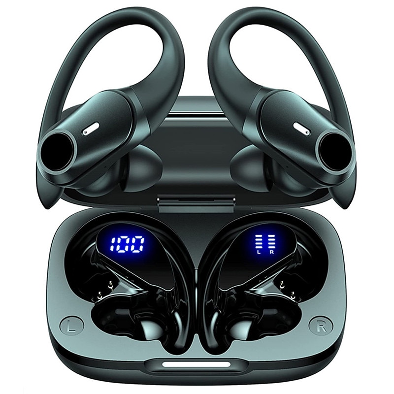Wireless Earbuds Bluetooth Headphones 48hrs Play Back Sport Earphones with LED Display Over-Ear Buds with Earhooks Built-in Mic Headset for Workout