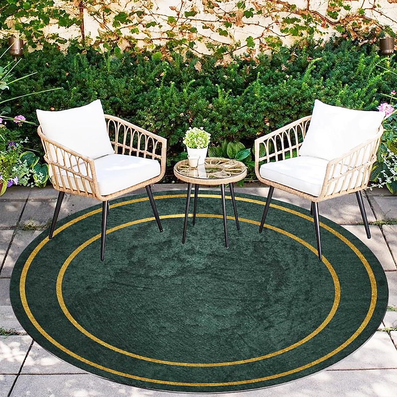 Round Houndstooth Area Rug Floor Decor Non Slip Absorbent Carpet For Entryway Bedroom Living Room Sofa Home Deco2