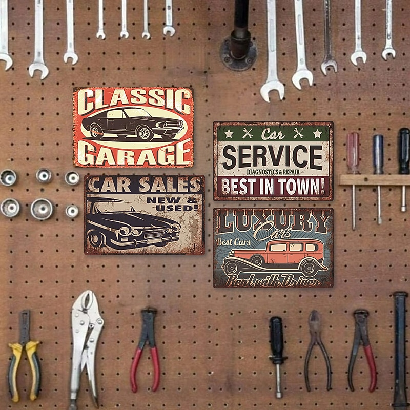 1pc Garage Metal Tin Sign, Car Vintage Plaque Decor, Home Decor, Restaurant Decor, Bar Decor, Cafe Decor, Garage Decor, Wall Decor, Water-proof, Dust-proof20x30cm/8''x12''2