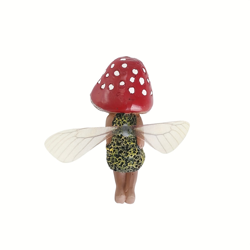 Outdoor Sleeping Little Forest Mushroom Fairy Resin Statue Decoration, Mini Hand Painted Resin Crafts Ornament for Home Garden Office2