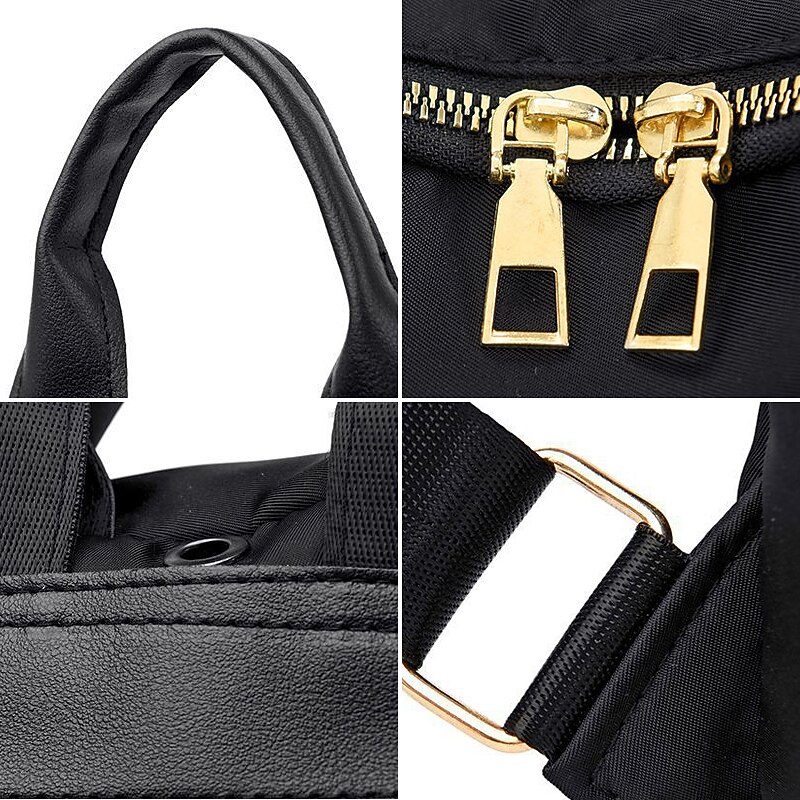 Women's Backpack Mini Backpack Commuter Backpack School Daily Solid Color Oxford Cloth Large Capacity Lightweight Durable Pendant Zipper Black Red Khaki3