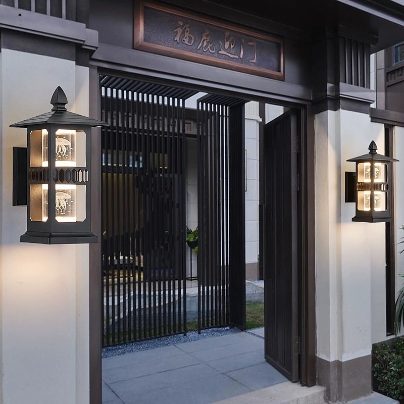 Outdoor Wall Light Fixtures Exterior Waterproof Wall Lanterns,  Porch Sconces Wall Mounted Lighting Glass Shades, Modern Wall Lamps for Patio Front Door Entryway Warm White 110-240V3