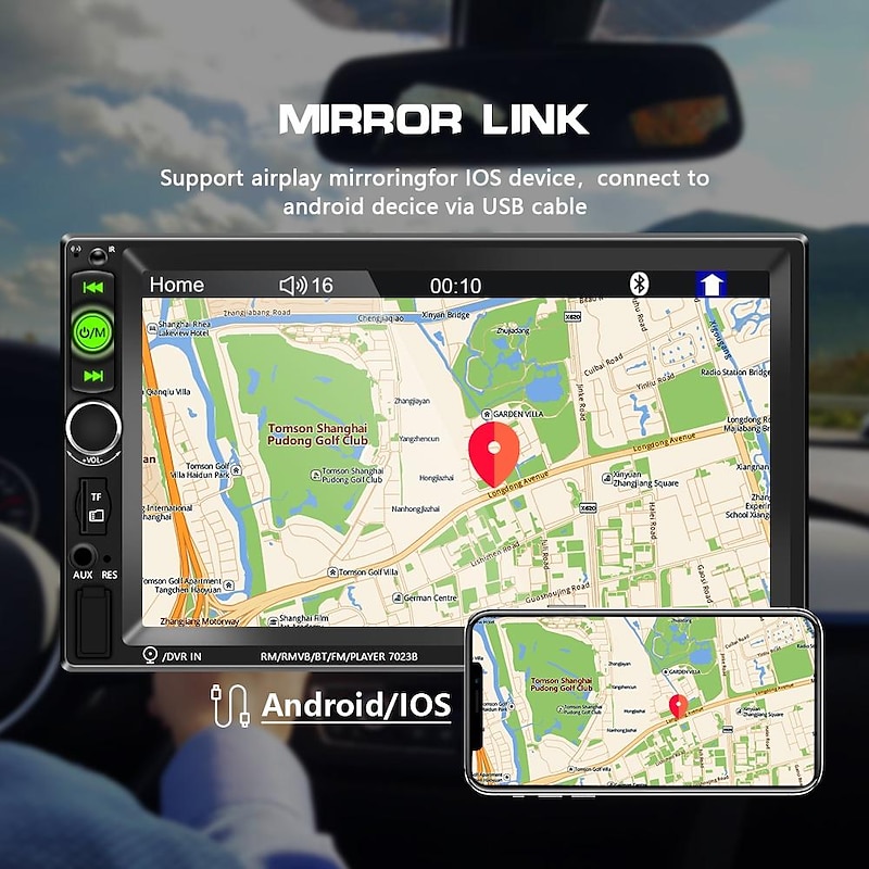 New Pro 2 Din 7'' HD 1080P Touch Screen Autoradio Bluetooth Car Stereo Radio Car MP5 Player Build-in FM AUX USB SD Function Support Mirror Link + Backup Camera(optional)3