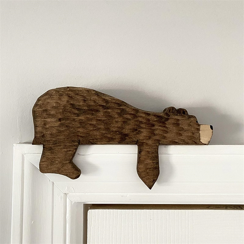 1pc Wooden Wall Decor Bear Door Topper Wall Accent Door Frame Modern Home Decor for Home Wooden Decoration Indoor Outdoor Decor 9x16cm/3.54''x6.3''3