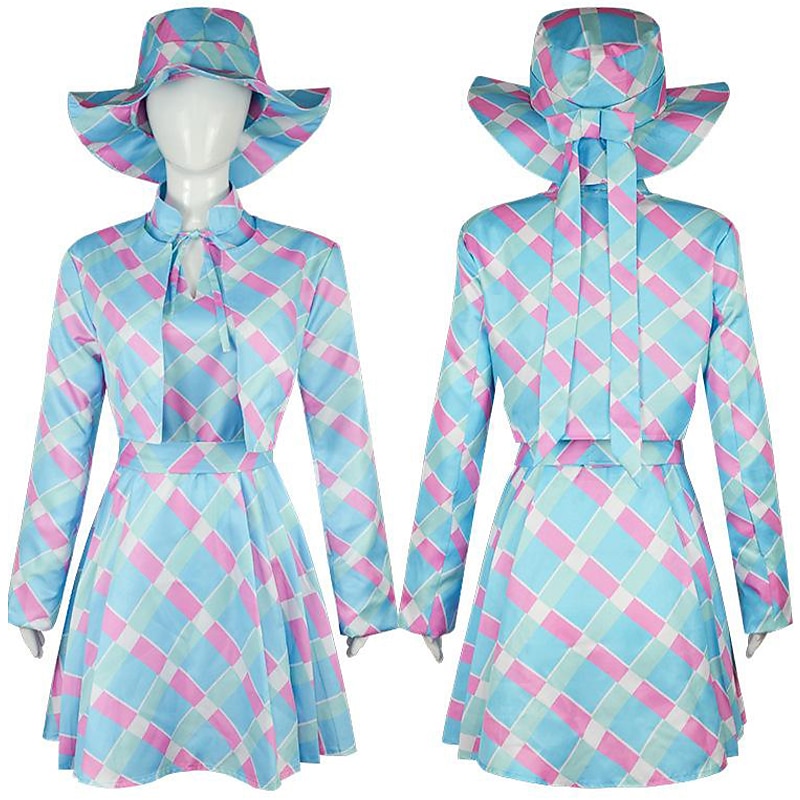 Movie Outfits Doll Hot Pink Plaid Dress Costume for Girls Women Kids Adults Flare Dress Pink Gingham Dress Y2K Retro Vintage Beach Vacation Daily Wear Halloween Carnival2