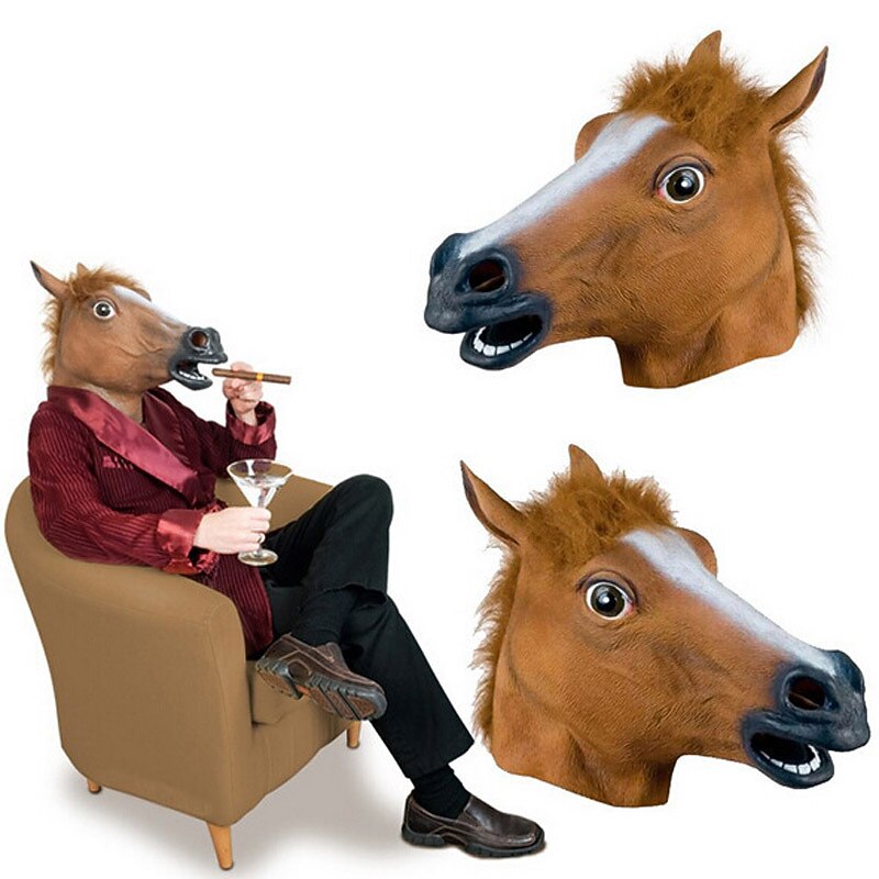 Cosplay Funny Animal Latex Head Cover Horse Head Mask Tiktok Funny Horse Head Cover Performance Props for Halloween