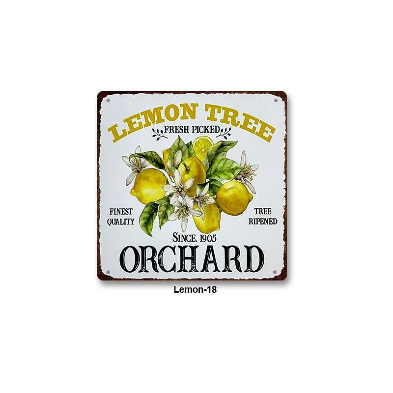 1pc Lemon Metal Tin Sign Bar Tin Sign Vintage Kitchen Signs Wall Decor, Painting Wall Hanging for Restaurant Decor Bar Decor Home Decor Wall Art Metal Tin Sign 30x30cm/12''x12''4