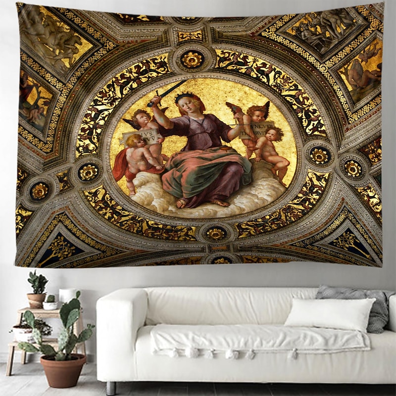 Vintage Renaissance Ceiling Hanging Tapestry Wall Art Large Tapestry Mural Decor Photograph Backdrop Blanket Curtain Home Bedroom Living Room Decoration4