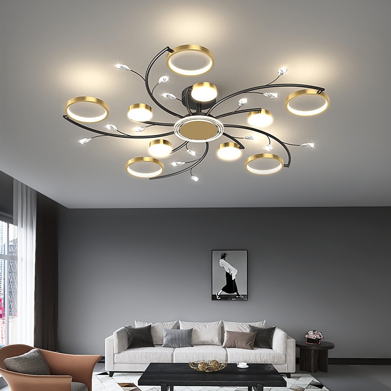 Ceiling Chandelier 10 Heads Mid Century Pendant Lighting, Ceiling Light Fixture Semi Flush Mount, Pendant Light Fixture for Living Room Kitchen Bedroom 110-240V ONLY DIMMABLE with REMOTE CONTROL3