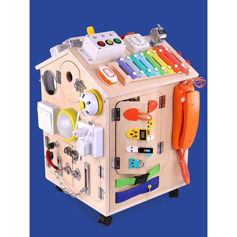 Montessori Busy BoardEarly Education Busy Board Montessori Focus Training Unlock Busy House Educational Toys Go to School Holiday Gifts for Kids4