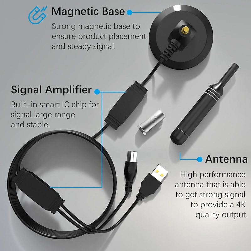 TV Antenna Digital HDTV Amplified 3600 Mile Range Indoor Outdoor W/Magnetic Base3