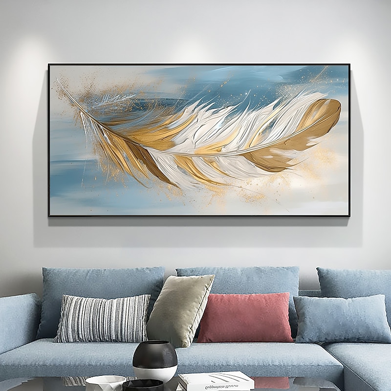 Handmade Oil Painting Canvas Wall Art Decor Original Feather Painting for Home Decor With Stretched Frame/Without Inner Frame Painting 21