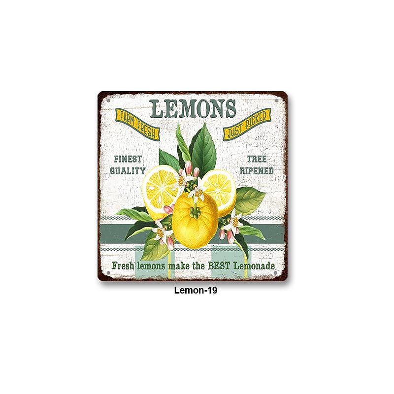 1pc Lemon Metal Tin Sign Bar Tin Sign Vintage Kitchen Signs Wall Decor, Painting Wall Hanging for Restaurant Decor Bar Decor Home Decor Wall Art Metal Tin Sign 30x30cm/12''x12''3