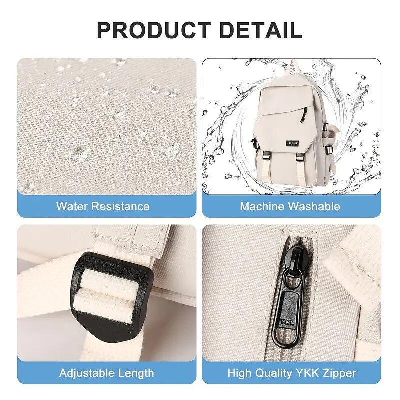 Men's Women's Backpack School Bag Bookbag Functional Backpack Commuter Backpack School Outdoor Solid Color Nylon Adjustable Large Capacity Waterproof Zipper Black White Pink3