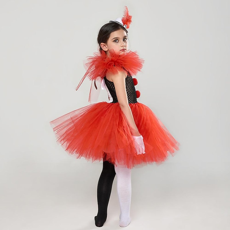 Burlesque Clown Pennywise Halloween Dress Cosplay Costume Masquerade Carnival Costume Outfits Kid's Girls' Carnival Children's Day Party Masquerade Easy Halloween Costumes Dress Up2