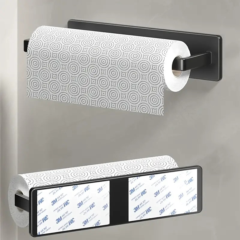 Kitchen Paper Towel Rack Non Perforated Cabinet Roll Paper Storage Rack Kitchen Plastic Wrap Towel Bar Storage Rack3