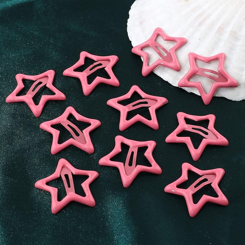 10PCS Pink Star Hair Clips for Girls Cute Small Hair Clips for Kids Pentagram Star Clips for Hair Barrettes Metal Hair Clip Kawaii Pink Hairpin Snap Hair Clips Pink Hair Clips Y2k Hair Accessories for Women3