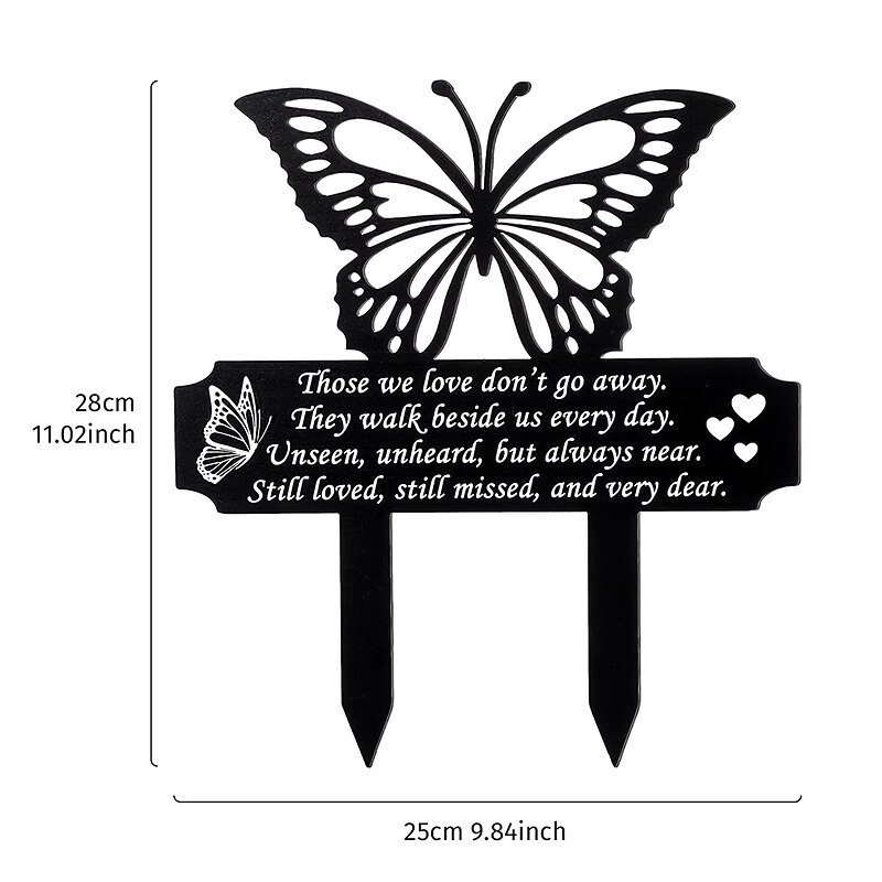 Cemetery Memorial Tomb Decoration Acrylic Butterfly Cemetery Decoration Black Sympathy Garden Woodpile Outdoor Courtyard Decoration Waterproof Dove Commemorative plaque Woodpile Tomb Decoration 1PC3