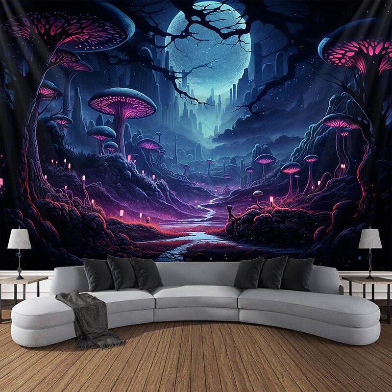 Trippy Mushroom Psychedelic Hanging Tapestry Wall Art Large Tapestry Mural Decor Photograph Backdrop Blanket Curtain Home Bedroom Living Room Decoration