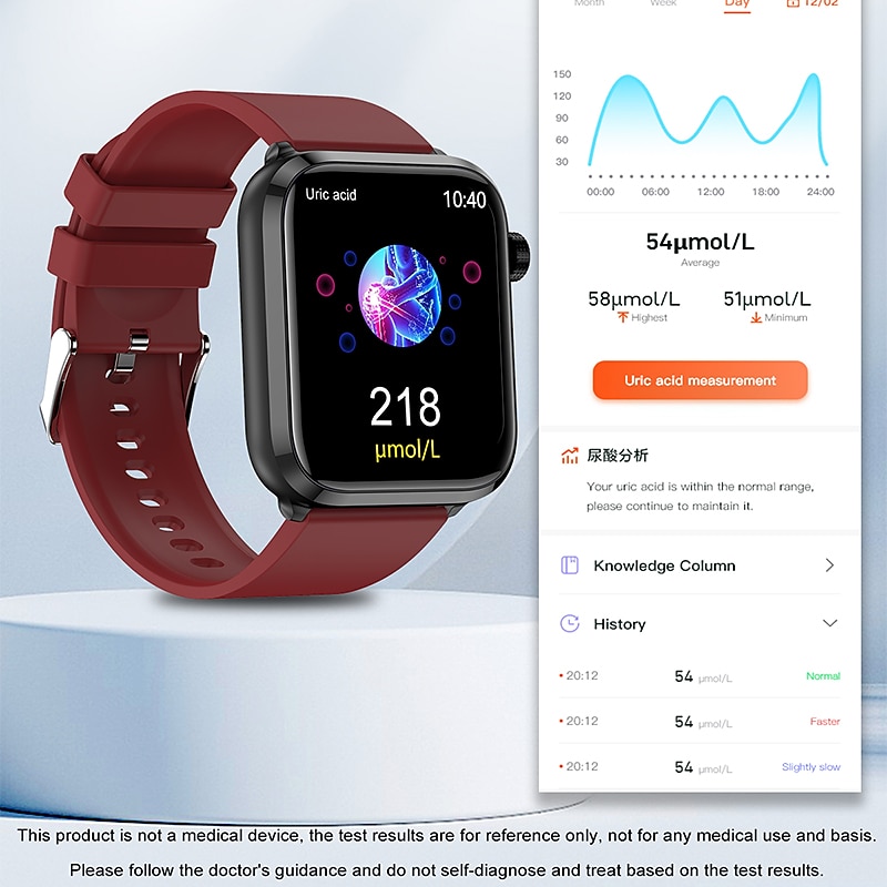 iMosi ET210 Smart Watch 1.91 inch Smartwatch Fitness Running Watch Bluetooth ECG+PPG Temperature Monitoring Pedometer Compatible with Android iOS Women Men Long Standby Hands-Free Calls Waterproof IP 5