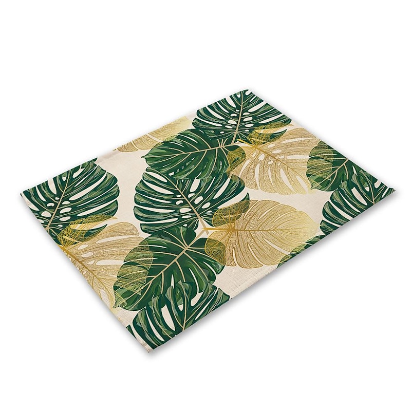 Green Placemats Heat Resistant Farmhouse Table Place Mat Stain Resistant Placemat, Placemat for Wedding Kitchen Dining Table Decoration Indoor Outdoor2