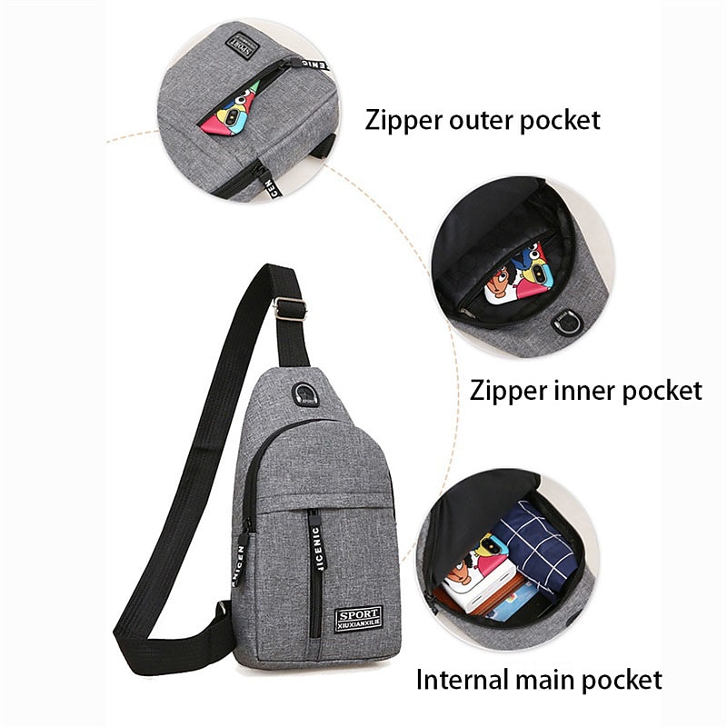Men's Crossbody Sling Bag with USB Charging Port - Large Capacity, Multi-Pocket Back to School Shoulder Bag4