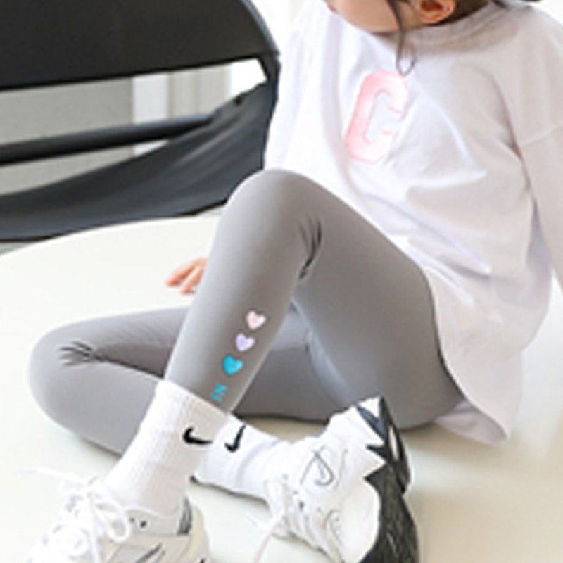 Kids Girls' Leggings Heart Active Training 4-12 Years Spring Black White Purple3