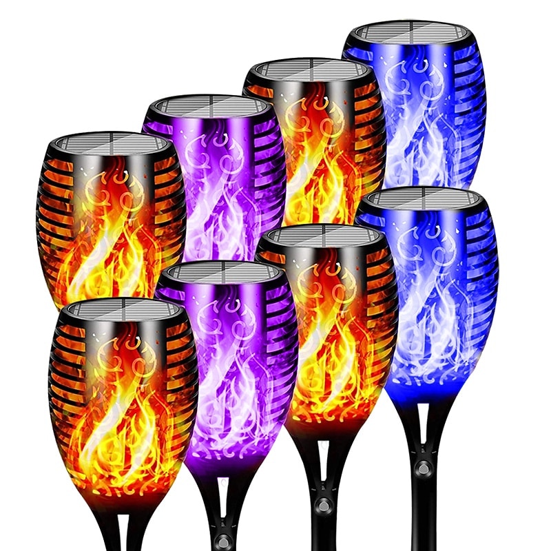 Solar Outdoor Flickering Flame Lights, Halloween Christmas Solar Torch Pathway Lights Waterproof Lamp Landscape Decoration Lighting Decorate for Outside Garden Pathway Camping Barbecues2
