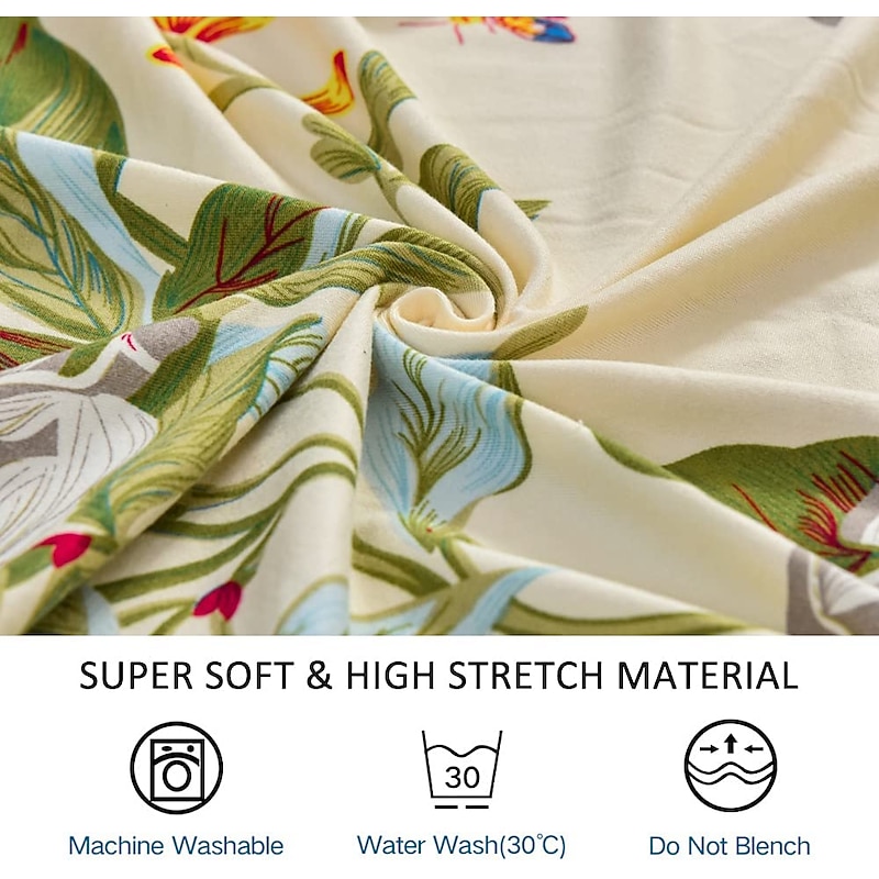 Floral Printed Stretch Wingback Chair Cover For Pet Armchair Slipcovers Spandex Fabric Wingback Armchair Covers with Elastic Bottom for Living Room Bedroom Decor4