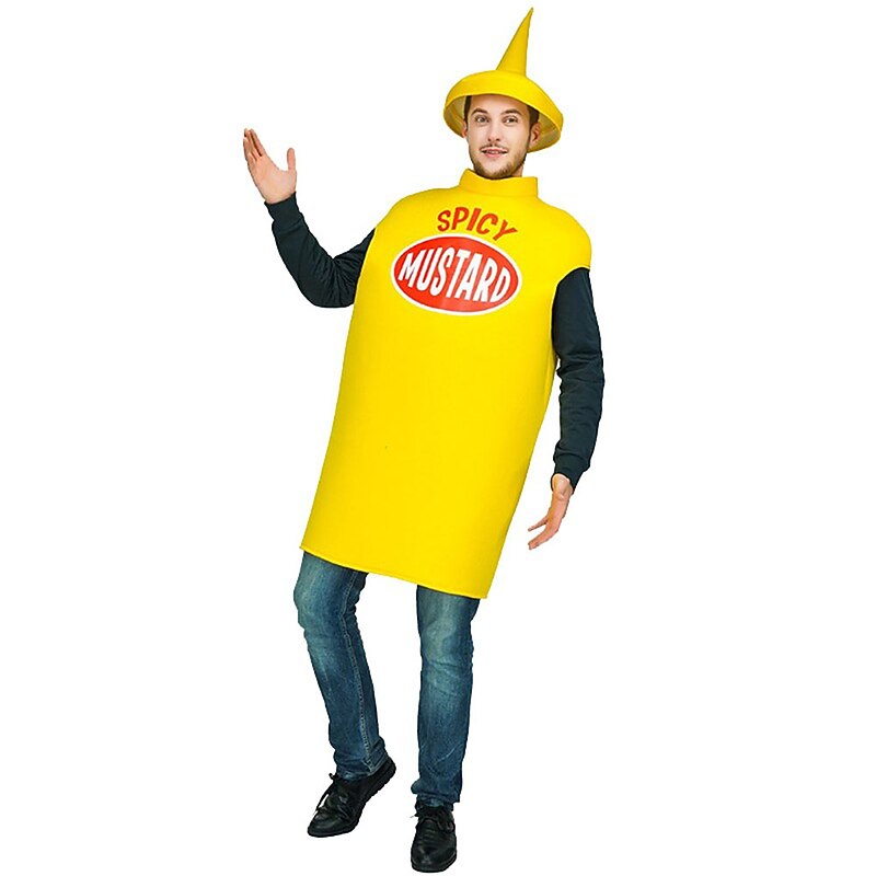 Couples Mustard Ketchup Funny Costumes Halloween Group Couples Costumes Men's Women's Movie Cosplay Cosplay Costumes Red Top Pants Halloween Carnival Masquerade