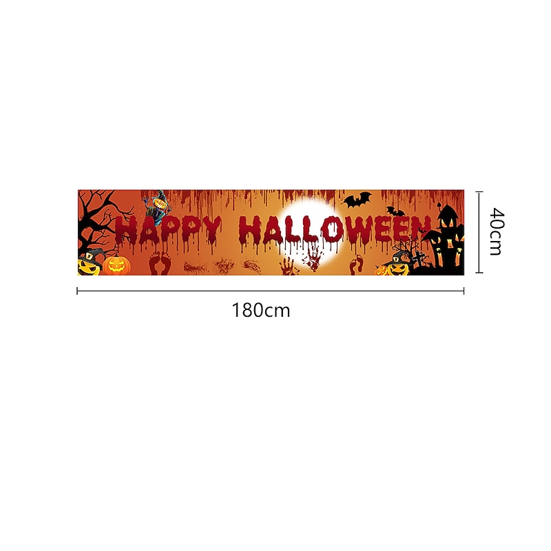 Halloween Banner Decoration Outdoor Banner Hanging Banner Front Door Porch Courtyard Sign Indoor Home Wall Decoration Halloween Party Welcome Sign2