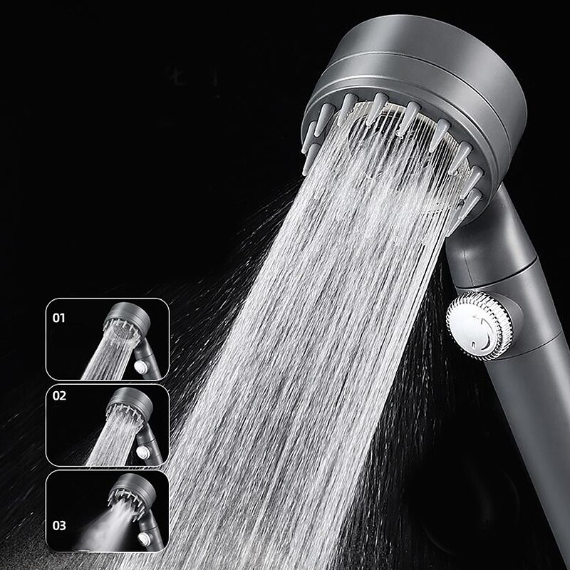 Shower Head with Filter 3 Mode Sprayer, Adjustable High Pressure Handheld Showerhead Massage Mist Jet Black White Grey2