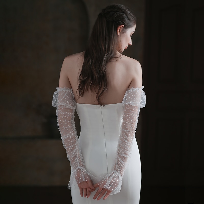 Tulle Elbow Length Glove Cute / Elegant With Wave point Wedding / Party Glove2