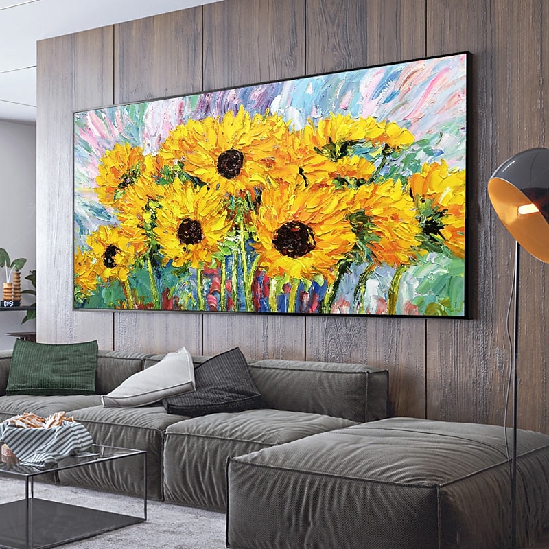 Handmade Oil Painting Canvas Wall Art Decoration Sunflower Flower Landscape for Home Decor Rolled Frameless Unstretched Painting4