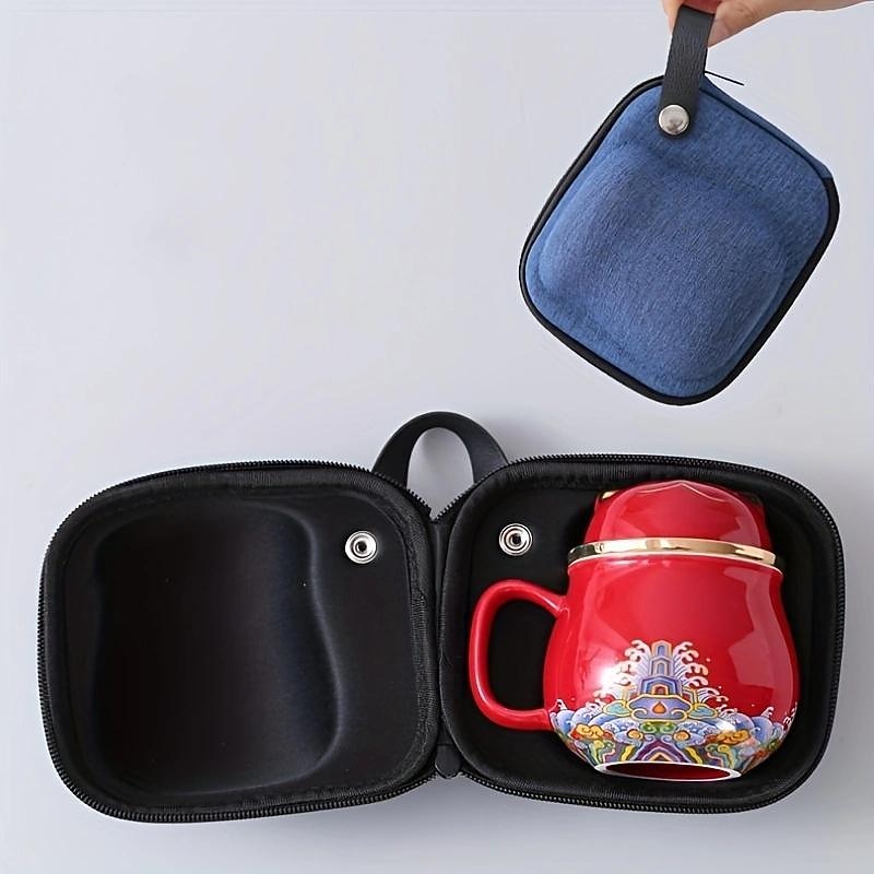 Travel Tea Set Ceramic Portable Lucky Cat Tea Mug - Perfect for Travel, Office, or as a Gift!4