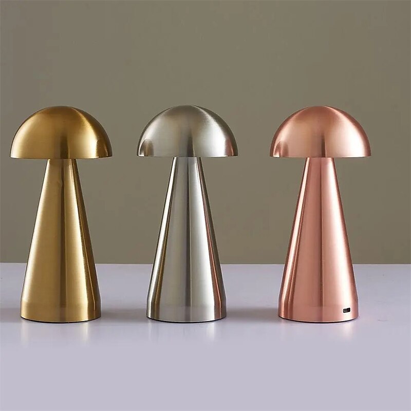 Led Mushroom Table Lamp Touch Dimming Tri-color Retro Bedroom Bedside Desktop Usb Rechargeable Night Light Reading Lights for Hotel Restaurant Bar Bedroom Lamp3