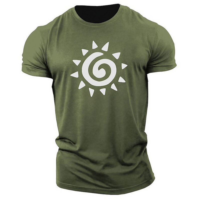 Men's Sun Graphic Prints T Shirt Graphic Tee Cotton Short Sleeve Graphic Shirt White Navy Blue Blue Comfortable Tee Outdoor Street Fashion Designer Clothing